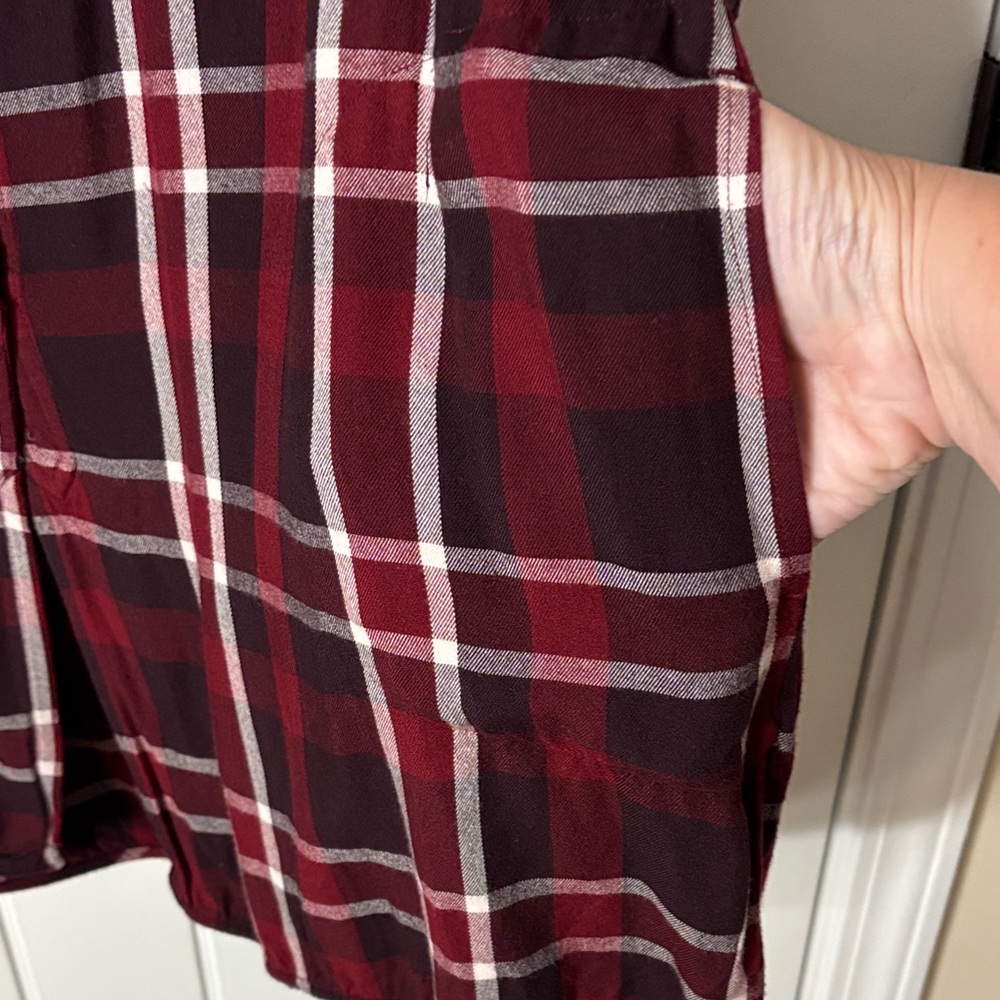 Lane Bryant Burgundy and White Plaid Shirt - Picture 7 of 11